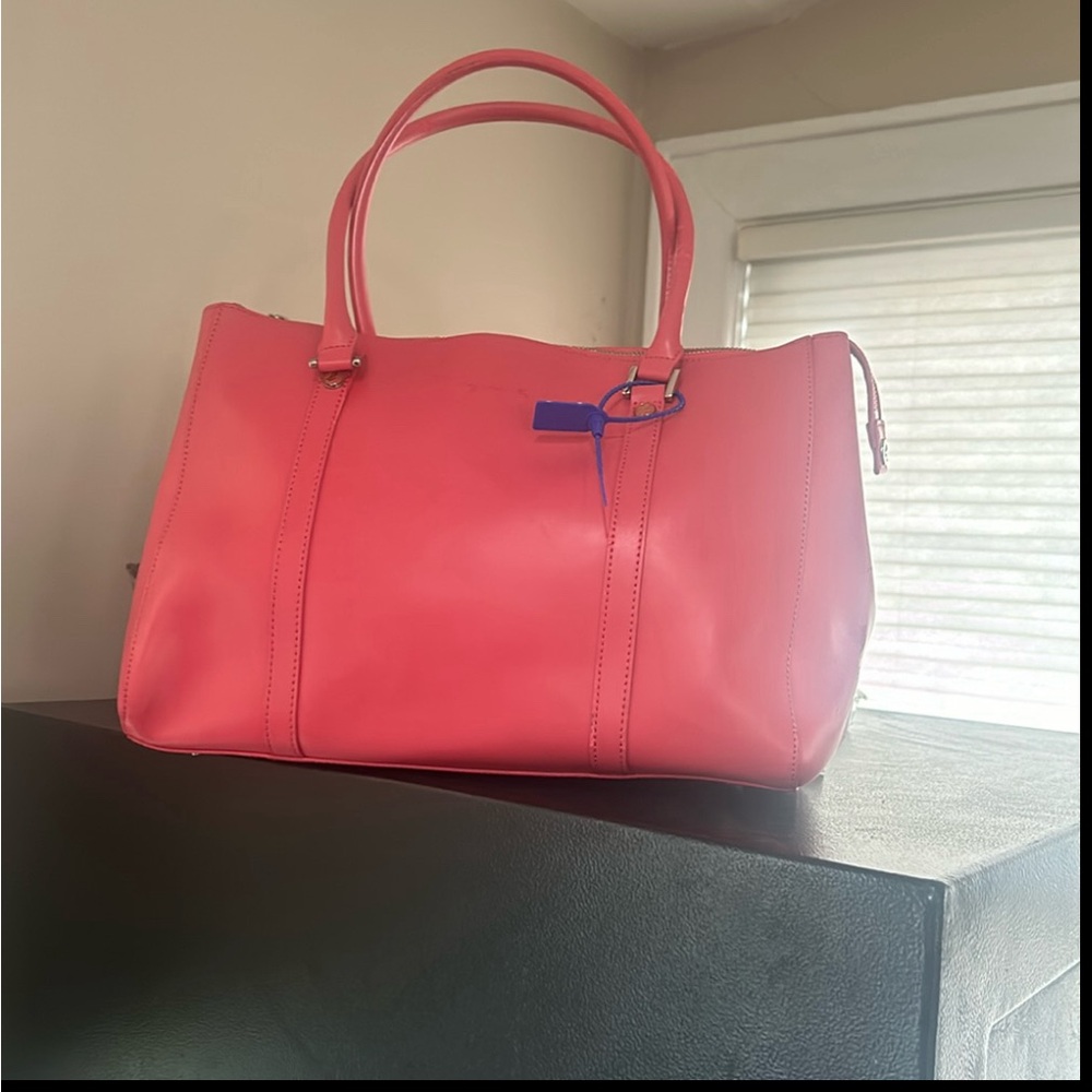 Agnes B. Tote Bag Handbag Leather Zip Closure